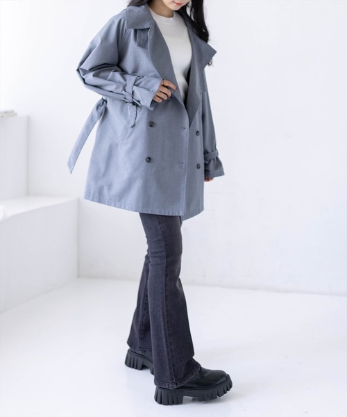 clear（クリア）の「ウエストベルトミドル丈トレンチジャケット（トレンチコート・レディース・アイボリー/ベージュ/グレー・F）」の19枚目の写真