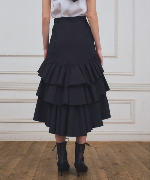 EIMY ISTOIRE(エイミーイストワール)の「【PRE ORDER】バックロングティアードフリルスカート(スカート・レディース・キャメル/ブラック・38/36)」の9枚目の写真
