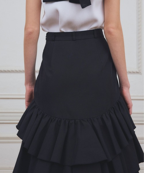 EIMY ISTOIRE(エイミーイストワール)の「【PRE ORDER】バックロングティアードフリルスカート(スカート・レディース・キャメル/ブラック・38/36)」の12枚目の写真