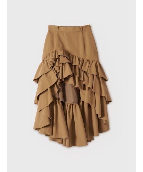 EIMY ISTOIRE(エイミーイストワール)の「【PRE ORDER】バックロングティアードフリルスカート(スカート・レディース・キャメル/ブラック・38/36)」の14枚目の写真