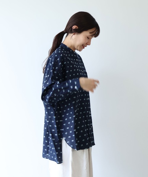 yuni（ユニ　）の「Cotton/Nylon ラメジャカード wide シャツ（シャツ/ブラウス・レディース・グレー/ピンク/ネイビー・FREE）」の9枚目の写真