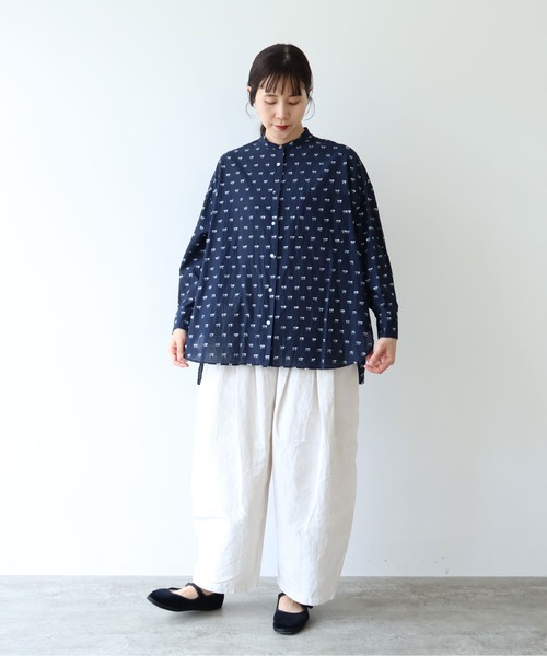 yuni（ユニ　）の「Cotton/Nylon ラメジャカード wide シャツ（シャツ/ブラウス・レディース・グレー/ピンク/ネイビー・FREE）」の5枚目の写真