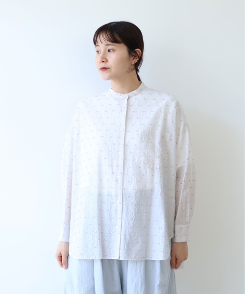yuni（ユニ　）の「Cotton/Nylon ラメジャカード wide シャツ（シャツ/ブラウス・レディース・グレー/ピンク/ネイビー・FREE）」の14枚目の写真