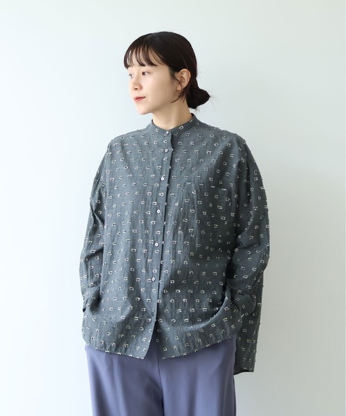 yuni（ユニ　）の「Cotton/Nylon ラメジャカード wide シャツ（シャツ/ブラウス・レディース・グレー/ピンク/ネイビー・FREE）」の18枚目の写真