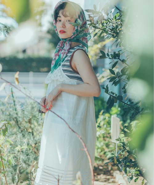 Dot＆Stripes CHILD WOMAN（ドットアンドストライプス　チャイルドウーマン）の「コットンリネンキャンバス フラワーカットワークキャミワンピース（ワンピース・レディース・ホワイト・FREE）」の5枚目の写真