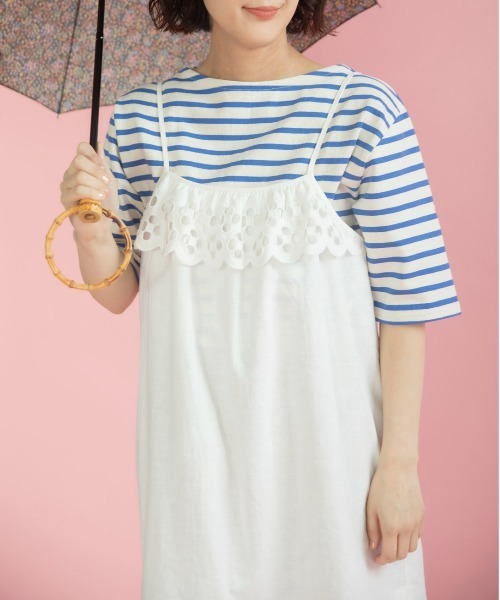 Dot＆Stripes CHILD WOMAN（ドットアンドストライプス　チャイルドウーマン）の「コットンリネンキャンバス フラワーカットワークキャミワンピース（ワンピース・レディース・ホワイト・FREE）」の13枚目の写真