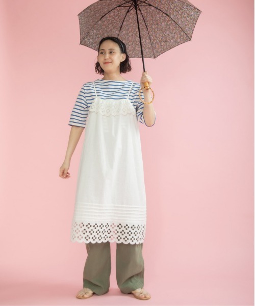 Dot＆Stripes CHILD WOMAN（ドットアンドストライプス　チャイルドウーマン）の「コットンリネンキャンバス フラワーカットワークキャミワンピース（ワンピース・レディース・ホワイト・FREE）」の9枚目の写真