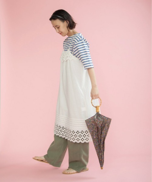 Dot＆Stripes CHILD WOMAN（ドットアンドストライプス　チャイルドウーマン）の「コットンリネンキャンバス フラワーカットワークキャミワンピース（ワンピース・レディース・ホワイト・FREE）」の11枚目の写真