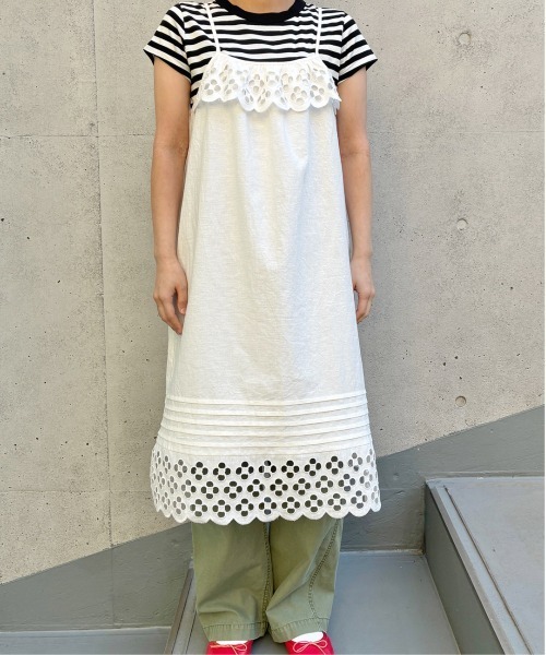 Dot＆Stripes CHILD WOMAN（ドットアンドストライプス　チャイルドウーマン）の「コットンリネンキャンバス フラワーカットワークキャミワンピース（ワンピース・レディース・ホワイト・FREE）」の18枚目の写真