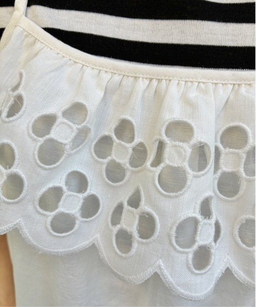 Dot＆Stripes CHILD WOMAN（ドットアンドストライプス　チャイルドウーマン）の「コットンリネンキャンバス フラワーカットワークキャミワンピース（ワンピース・レディース・ホワイト・FREE）」の22枚目の写真