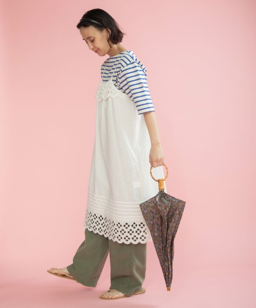 Dot&Stripes CHILD WOMAN(ドットアンドストライプス チャイルドウーマン)の「コットンリネンキャンバス フラワーカットワークキャミワンピース(ワンピース・レディース・ホワイト・FREE)」の14枚目の写真