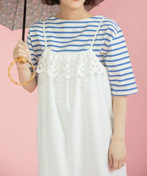 Dot&Stripes CHILD WOMAN(ドットアンドストライプス チャイルドウーマン)の「コットンリネンキャンバス フラワーカットワークキャミワンピース(ワンピース・レディース・ホワイト・FREE)」の15枚目の写真