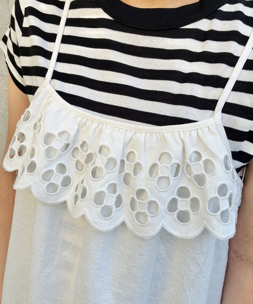 Dot&Stripes CHILD WOMAN(ドットアンドストライプス チャイルドウーマン)の「コットンリネンキャンバス フラワーカットワークキャミワンピース(ワンピース・レディース・ホワイト・FREE)」の22枚目の写真