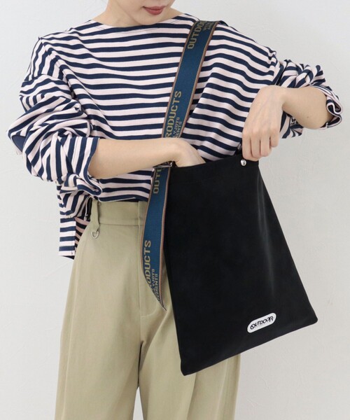 OUTDOOR PRODUCTS（アウトドアプロダクツ）の「【OUTDOOR PRODUCTS 】ジャガードロゴテープワンショルトートバッグ（トートバッグ・レディース・ブラック/キャメル/キナリ・FREE）」の2枚目の写真