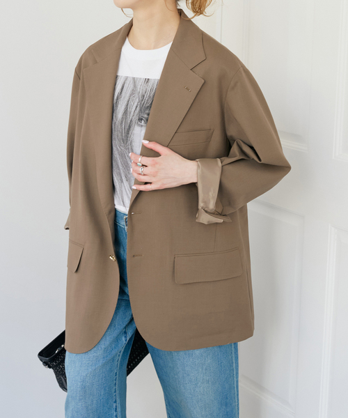 Spick & Span(スピックアンドスパン)の「VIAN / ヴィアン 別注ビッグ ジャケット シングル(テーラードジャケット・レディース・ネイビー/ベージュ・36)」の2枚目の写真