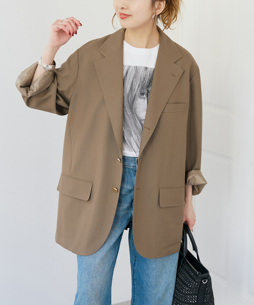 Spick & Span(スピックアンドスパン)の「VIAN / ヴィアン 別注ビッグ ジャケット シングル(テーラードジャケット・レディース・ネイビー/ベージュ・36)」の5枚目の写真