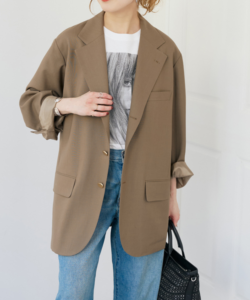 Spick & Span(スピックアンドスパン)の「VIAN / ヴィアン 別注ビッグ ジャケット シングル(テーラードジャケット・レディース・ネイビー/ベージュ・36)」の6枚目の写真