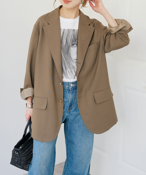 Spick & Span(スピックアンドスパン)の「VIAN / ヴィアン 別注ビッグ ジャケット シングル(テーラードジャケット・レディース・ネイビー/ベージュ・36)」の7枚目の写真