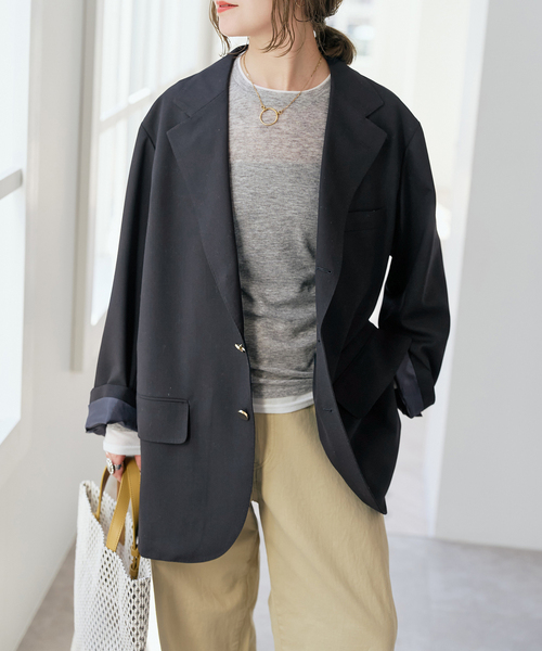 Spick & Span(スピックアンドスパン)の「VIAN / ヴィアン 別注ビッグ ジャケット シングル(テーラードジャケット・レディース・ネイビー/ベージュ・36)」の11枚目の写真