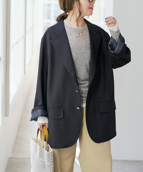 Spick & Span(スピックアンドスパン)の「VIAN / ヴィアン 別注ビッグ ジャケット シングル(テーラードジャケット・レディース・ネイビー/ベージュ・36)」の12枚目の写真