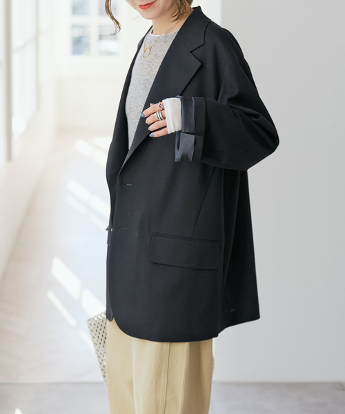 Spick & Span(スピックアンドスパン)の「VIAN / ヴィアン 別注ビッグ ジャケット シングル(テーラードジャケット・レディース・ネイビー/ベージュ・36)」の13枚目の写真