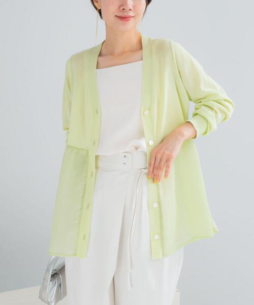 URBAN RESEARCH ROSSO WOMEN(アーバンリサーチ ロッソ)の「『WEB限定』ドッキングペプラムカーディガン(カーディガン/ボレロ・レディース・ブラック/グリーン系その他/ホワイト・FREE)」の3枚目の写真