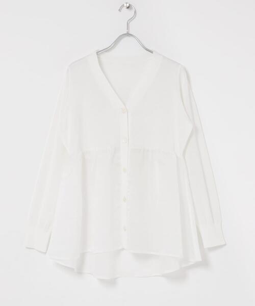 URBAN RESEARCH ROSSO WOMEN(アーバンリサーチ ロッソ)の「『WEB限定』ドッキングペプラムカーディガン(ニット/セーター・レディース・ブラック/グリーン系その他/ホワイト・FREE)」の8枚目の写真
