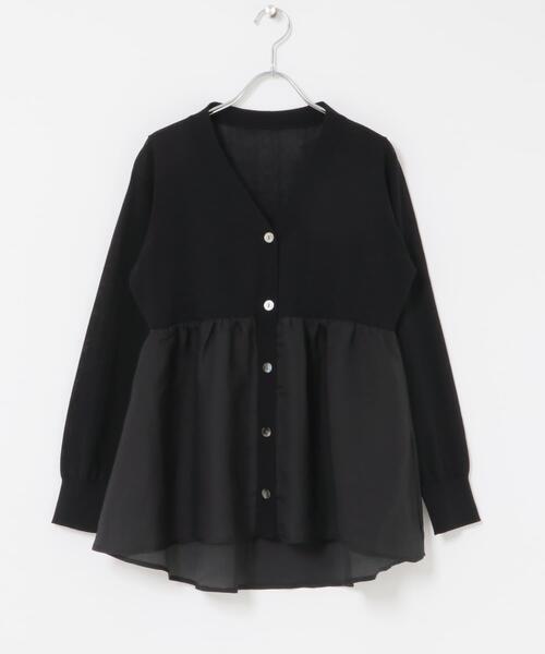 URBAN RESEARCH ROSSO WOMEN(アーバンリサーチ ロッソ)の「『WEB限定』ドッキングペプラムカーディガン(カーディガン/ボレロ・レディース・ブラック/グリーン系その他/ホワイト・FREE)」の20枚目の写真