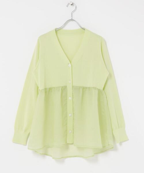 URBAN RESEARCH ROSSO WOMEN(アーバンリサーチ ロッソ)の「『WEB限定』ドッキングペプラムカーディガン(カーディガン/ボレロ・レディース・ブラック/グリーン系その他/ホワイト・FREE)」の13枚目の写真