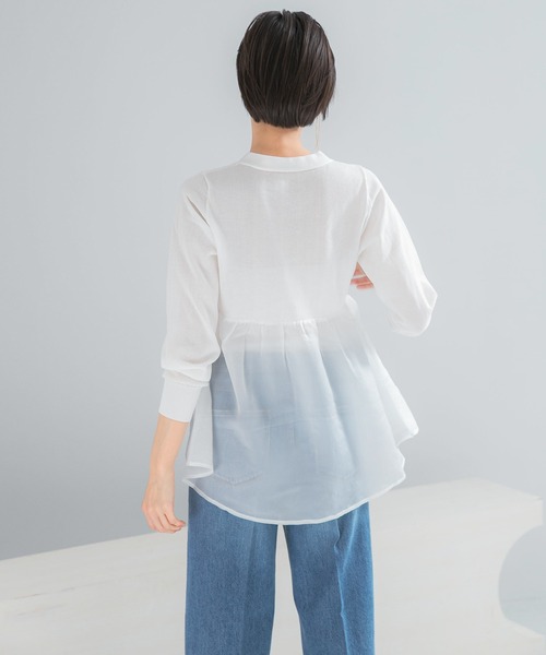 URBAN RESEARCH ROSSO WOMEN（アーバンリサーチ　ロッソ）の「『WEB限定』ドッキングペプラムカーディガン（ニット/セーター・レディース・ブラック/グリーン系その他/ホワイト・FREE）」の16枚目の写真