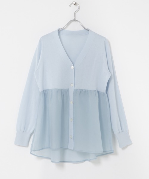 URBAN RESEARCH ROSSO WOMEN（アーバンリサーチ　ロッソ）の「『WEB限定』ドッキングペプラムカーディガン（ニット/セーター・レディース・ブラック/グリーン系その他/ホワイト・FREE）」の22枚目の写真