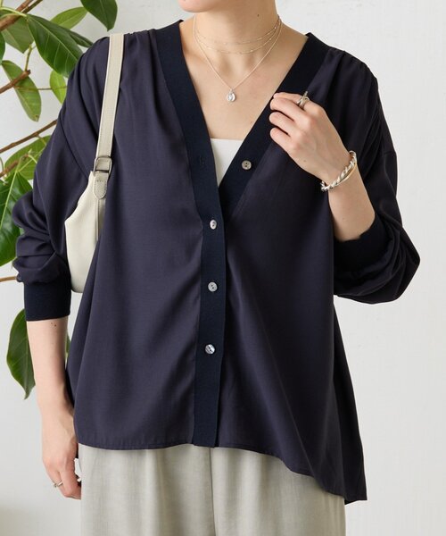 BEARDSLEY(ビアズリー)の「《2/20(金)12:00予約開始》シアーブラウスカーディガン(シャツ/ブラウス・レディース・ピンク/ホワイト/ネイビー/ブラック・FREE)」の3枚目の写真