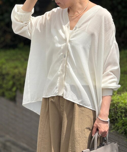 BEARDSLEY(ビアズリー)の「シアーブラウスカーデ(シャツ/ブラウス・レディース・ピンク/ホワイト/ネイビー/ブラック/グリーン/レッド・FREE)」の18枚目の写真