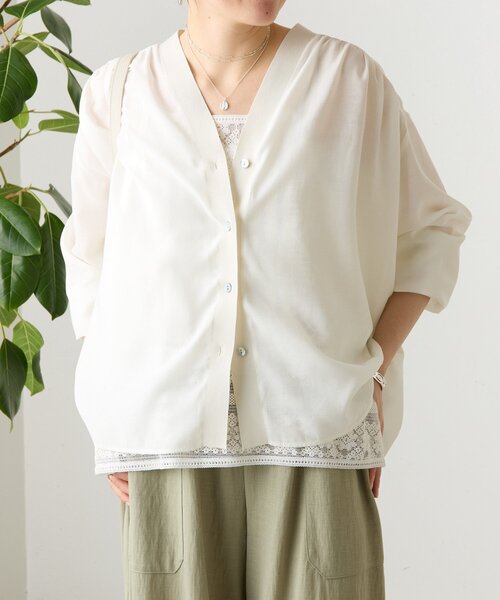 BEARDSLEY(ビアズリー)の「《2/20(金)12:00予約開始》シアーブラウスカーディガン(シャツ/ブラウス・レディース・ピンク/ホワイト/ネイビー/ブラック・FREE)」の17枚目の写真