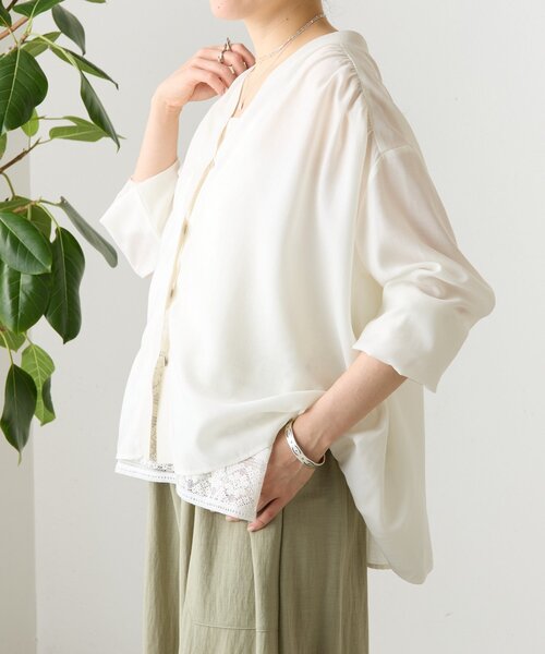 BEARDSLEY(ビアズリー)の「《2/20(金)12:00予約開始》シアーブラウスカーディガン(シャツ/ブラウス・レディース・ピンク/ホワイト/ネイビー/ブラック・FREE)」の18枚目の写真