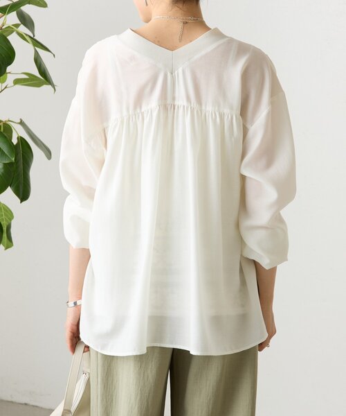 BEARDSLEY(ビアズリー)の「シアーブラウスカーデ(シャツ/ブラウス・レディース・ピンク/ホワイト/ネイビー/ブラック・FREE)」の7枚目の写真