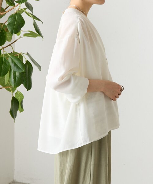 BEARDSLEY(ビアズリー)の「シアーブラウスカーデ(シャツ/ブラウス・レディース・ピンク/ホワイト/ネイビー/ブラック・FREE)」の8枚目の写真