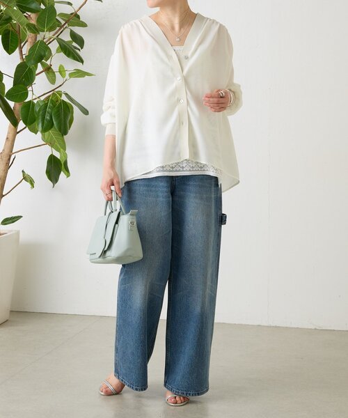 BEARDSLEY(ビアズリー)の「シアーブラウスカーデ(シャツ/ブラウス・レディース・ピンク/ホワイト/ネイビー/ブラック・FREE)」の17枚目の写真