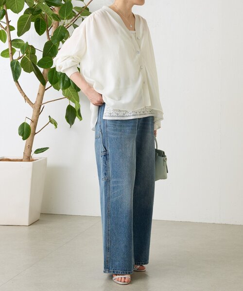 BEARDSLEY(ビアズリー)の「シアーブラウスカーデ(シャツ/ブラウス・レディース・ピンク/ホワイト/ネイビー/ブラック・FREE)」の18枚目の写真