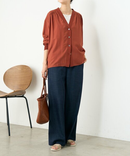 BEARDSLEY(ビアズリー)の「シアーブラウスカーデ(シャツ/ブラウス・レディース・ピンク/ホワイト/ネイビー/ブラック/グリーン/レッド・FREE)」の20枚目の写真