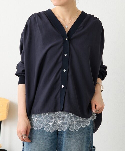 BEARDSLEY(ビアズリー)の「シアーシャツカーデ(シャツ/ブラウス・レディース・ピンク/ホワイト/ネイビー/ブラック/グリーン/レッド・FREE)」の8枚目の写真