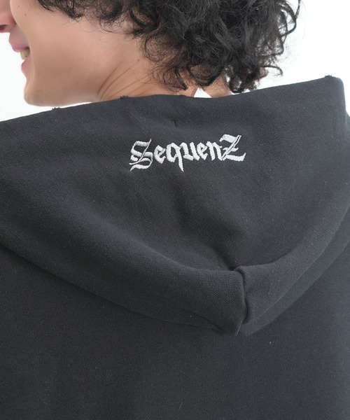UNIIT(ユニット)の「【SEQUENZ/シークエンズ】 【ダブルジップ仕様でアレンジの幅が広がる!】ダメージ加工スウェットジップパーカー フーディー グランジ ユーズド感 ヴィンテージ風 セットアップ対応 ストリート Y2K ユニセックス(パーカー・メンズ・杢グレー/ブラック・LARGE/MEDIUM/SMALL)」の5枚目の写真