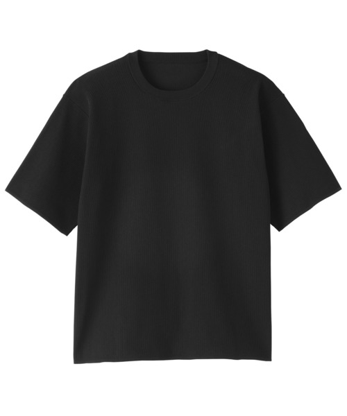 無印良品（ムジルシリョウヒン）の「紳士 乾きやすい洗えるリブ編み半袖ニットＴシャツ（ニット/セーター・メンズ・ブラック/ブルー系/ライトグレー・M/S/XL/L）」の4枚目の写真