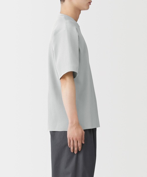 無印良品（ムジルシリョウヒン）の「紳士 乾きやすい洗えるリブ編み半袖ニットＴシャツ（ニット/セーター・メンズ・ブラック/ブルー系/ライトグレー・M/S/XL/L）」の9枚目の写真
