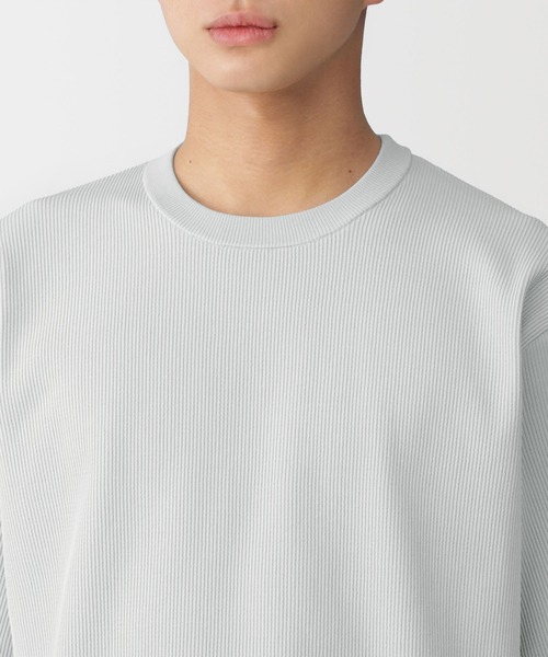 無印良品（ムジルシリョウヒン）の「紳士 乾きやすい洗えるリブ編み半袖ニットＴシャツ（ニット/セーター・メンズ・ブラック/ブルー系/ライトグレー・M/S/XL/L）」の15枚目の写真