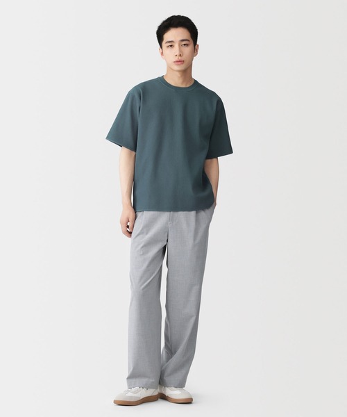 無印良品（ムジルシリョウヒン）の「紳士 乾きやすい洗えるリブ編み半袖ニットＴシャツ（ニット/セーター・メンズ・ブラック/ブルー系/ライトグレー・M/S/XL/L）」の5枚目の写真