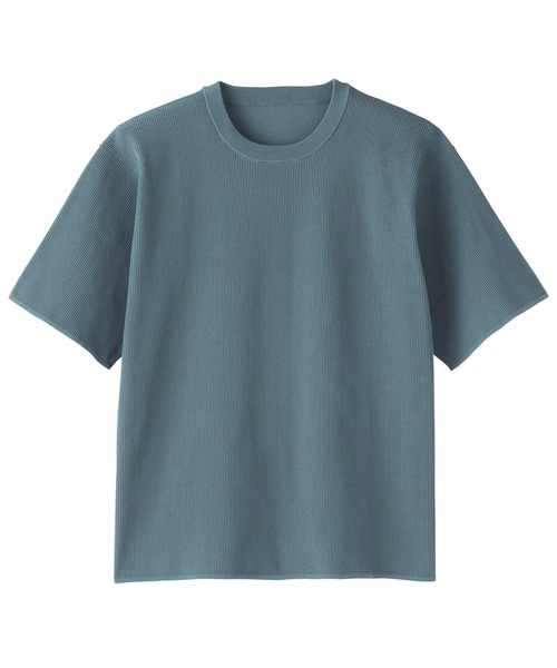 無印良品（ムジルシリョウヒン）の「紳士 乾きやすい洗えるリブ編み半袖ニットＴシャツ（ニット/セーター・メンズ・ブラック/ブルー系/ライトグレー・M/S/XL/L）」の7枚目の写真