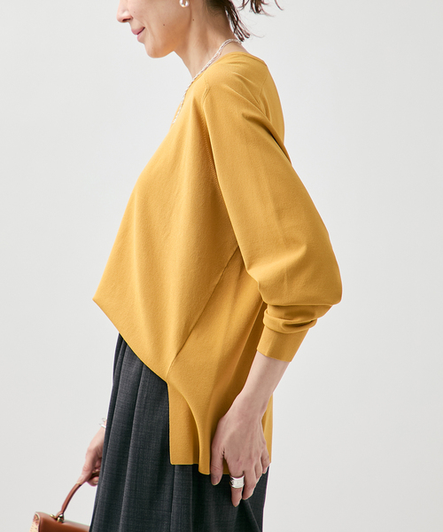 VERMEIL par iena(ヴェルメイユパーイエナ)の「サドルネックロングスリーブプルオーバー(ニット/セーター・レディース・イエロー/ネイビー/ホワイト・FREE)」の8枚目の写真