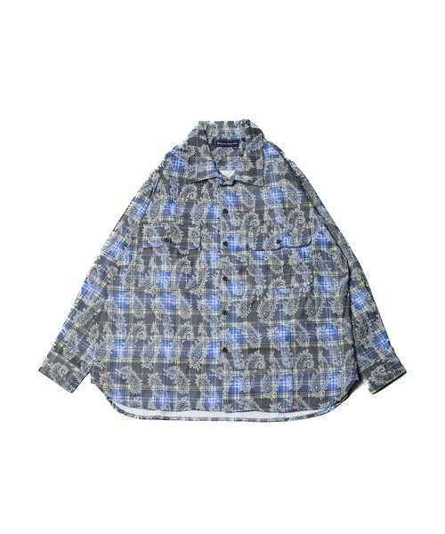 many men many mind(メニーメンメニーマインド)の「●many men many mind●ルーズシルエットジャガードワークシャツ(シャツ/ブラウス・メンズ・グリーン/ブルー・LARGE/MEDIUM)」の2枚目の写真