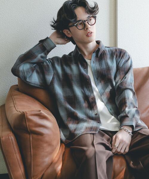 SENSE OF PLACE by URBAN RESEARCH（センスオブプレイスバイアーバンリサーチ）の「オンブレーチェックレギュラーカラーシャツ（シャツ/ブラウス・メンズ・イエロー/ブラック/ブルー・MEDIUM/LARGE）」の6枚目の写真